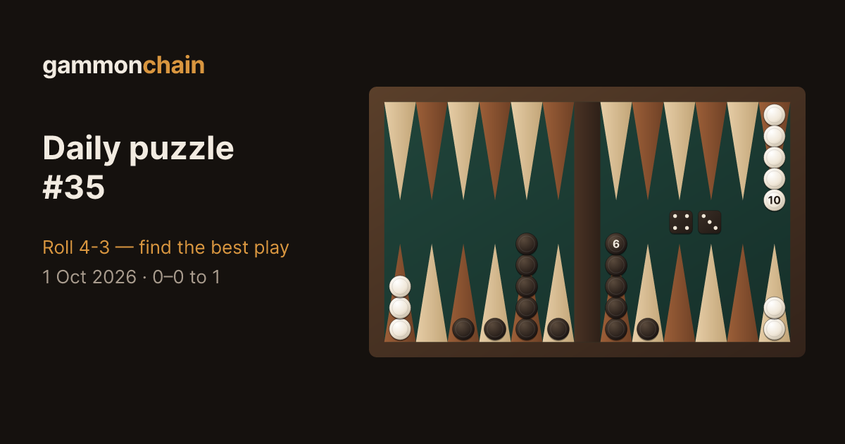 The puzzle position: 4-3 to play, 0–0 in a 1-point match