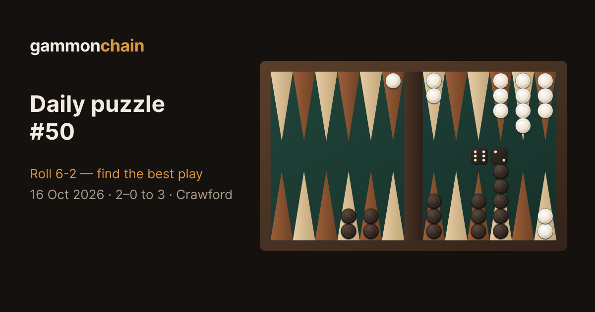The puzzle position: 6-2 to play, 2–0 in a 3-point match, Crawford game